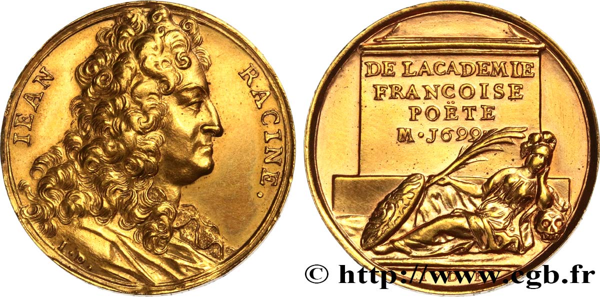 DASSIER - FAMOUS MEN Médaille, Jean Racine, refrappe, Exemplaire Éditeur AU