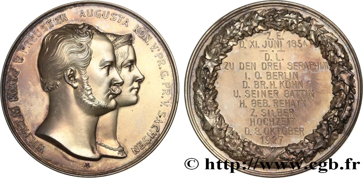 ALEMANIA - PRUSIA Médaille, Noces d’argent de H. Kohn et de son épouse MBC+