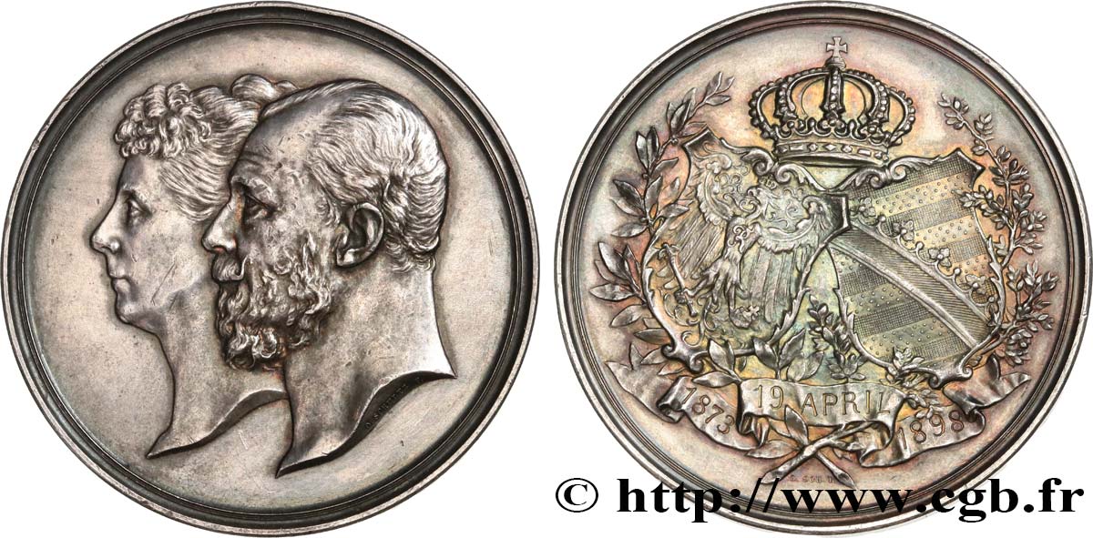 ALEMANIA - PRUSIA Médaille, Noces d’argent du Prince Albert de Prusse et de Marie de Saxe-Altenburg MBC+