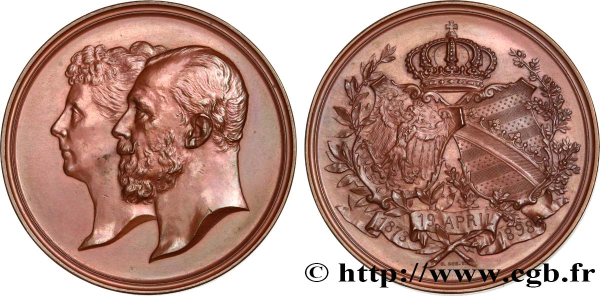 DEUTSCHLAND - PREUßEN Médaille, Noces d’argent du Prince Albert de Prusse et de Marie de Saxe-Altenburg fVZ