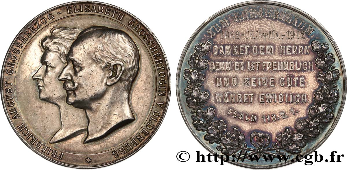 ALLEMAGNE Médaille, Noces d’or, Mariage de Friedrich August d’Oldenburg et Anna Elisabeth de Prusse TTB+