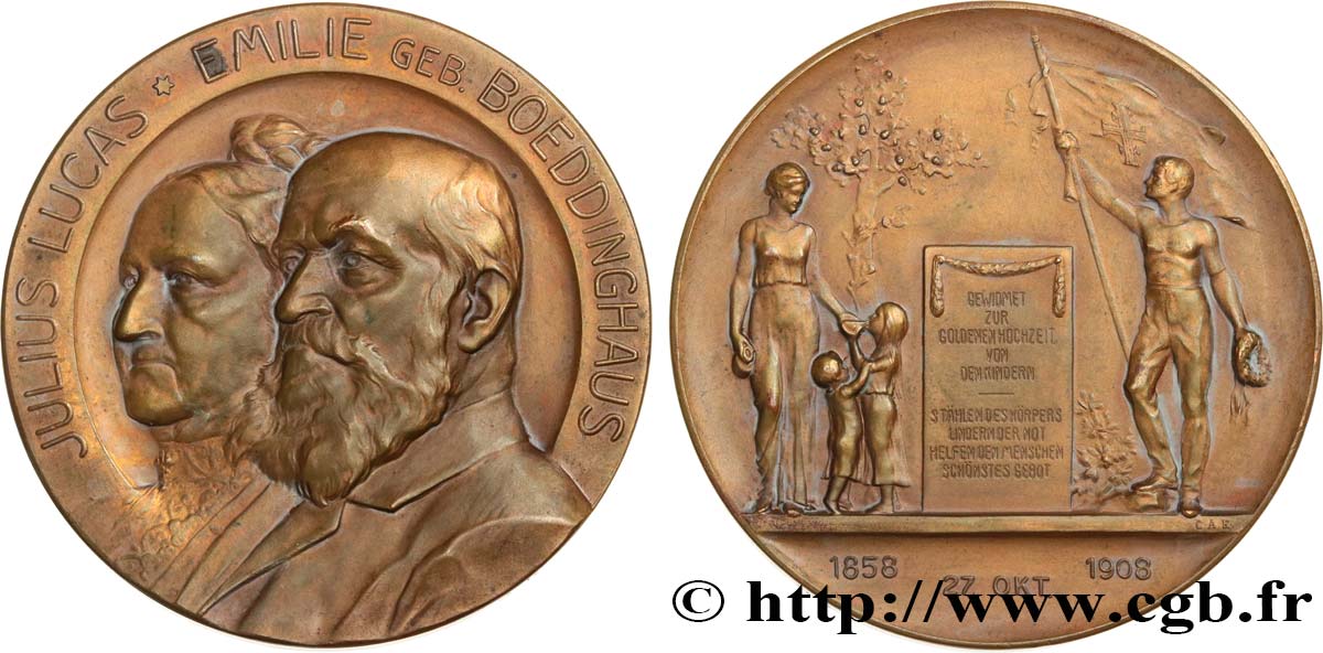 ALLEMAGNE Médaille, Noces d’or de Julius Lucas et de son épouse Emilie TTB+