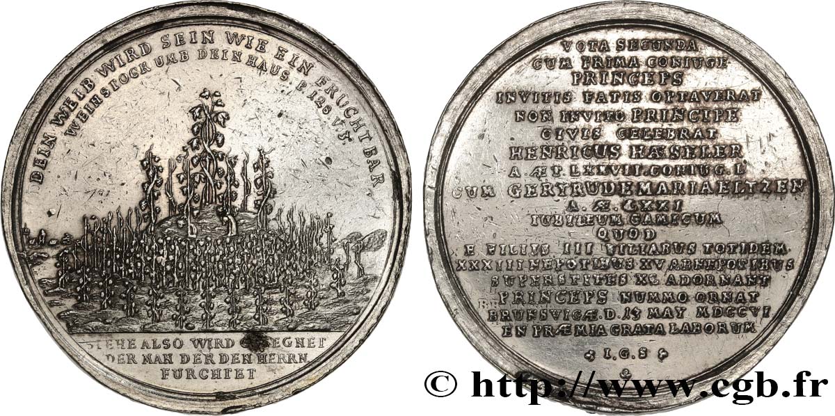 ALLEMAGNE Médaille, Noces d’or de Monsieur Haeseler et Gertrude Maria Eltzen TTB