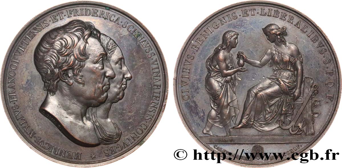 ALLEMAGNE Médaille, Mariage de Heinrich Mylius et Fréderike Schnauss TTB+