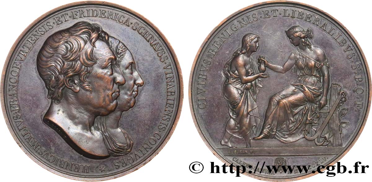 ALEMANIA Médaille, Mariage de Heinrich Mylius et Fréderike Schnauss MBC+
