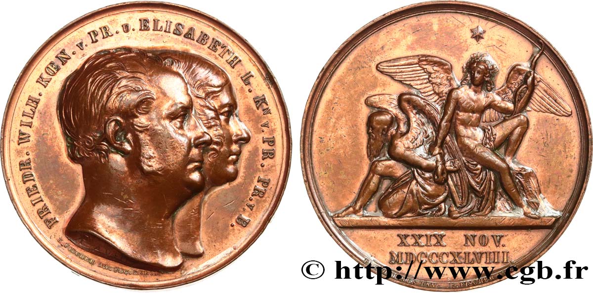ALLEMAGNE Médaille, Noces d’argent de Guillaume IV et la Duchesse Elisabeth de Bavière TTB