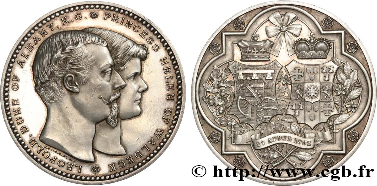 GRANDE BRETAGNE - VICTORIA Médaille, Mariage de Léopold, Duc d’Albany avec la Princesse Hélène de Waldeck et Pyrmont SUP/SPL