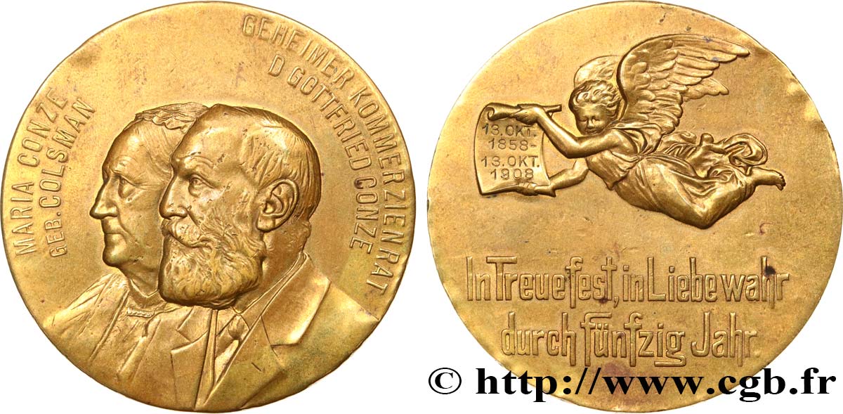 ALEMANIA Médaille, Noces d’or du Conseiller Privé Gottfried Conze et  de son épouse Maria Colsman MBC