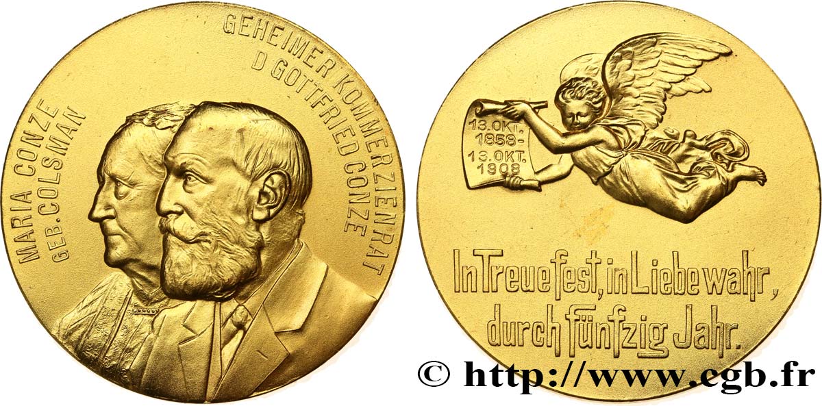 ALLEMAGNE Médaille, Noces d’or du Conseiller Privé Gottfried Conze et  de son épouse Maria Colsman SUP