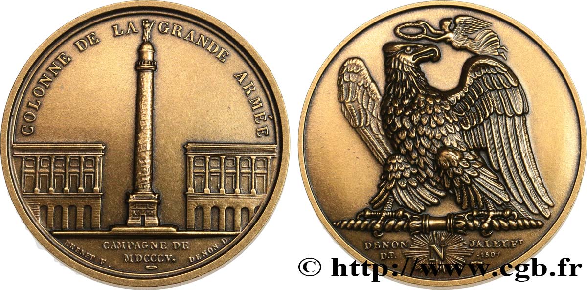 PRIMO IMPERO Médaille, Colonne de la Grande Armée, refrappe SPL