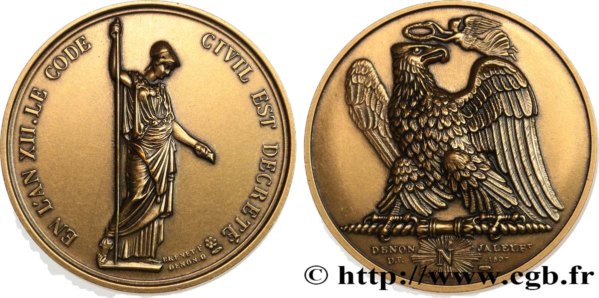 PRIMER IMPERIO Médaille, Déclaration du code civil, refrappe EBC