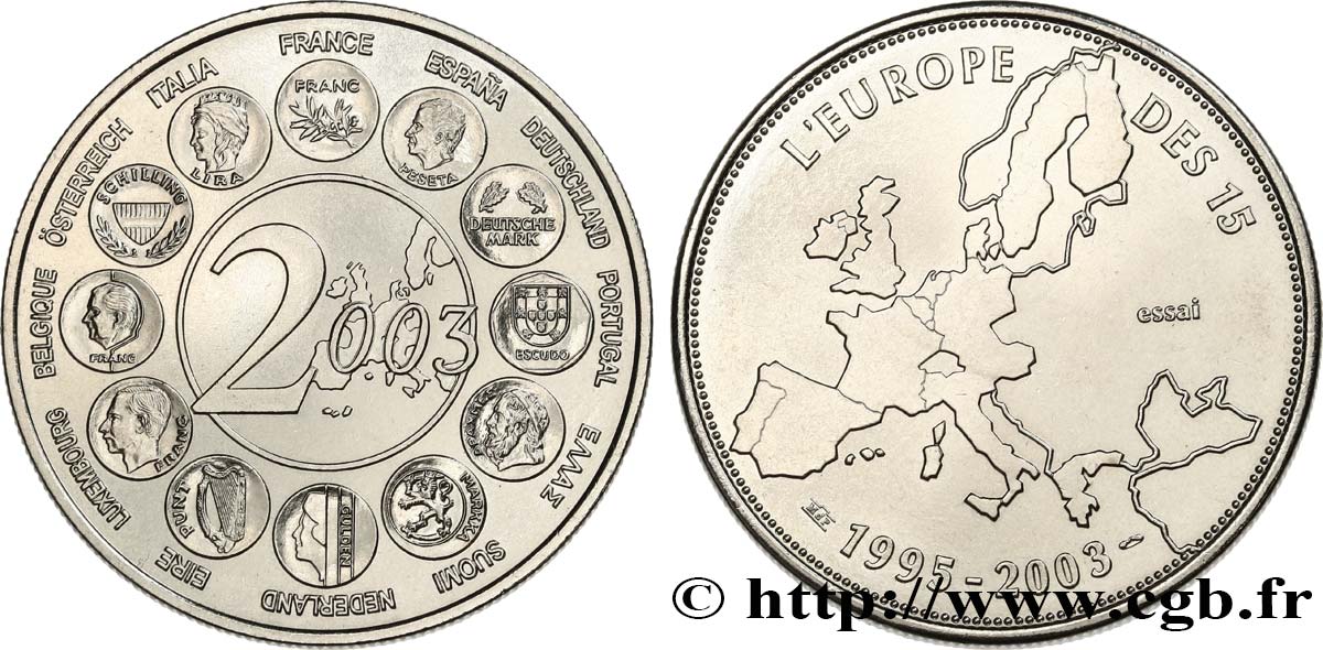 QUINTA REPUBBLICA FRANCESE Médaille, Essai, l’Europe des 15 BB