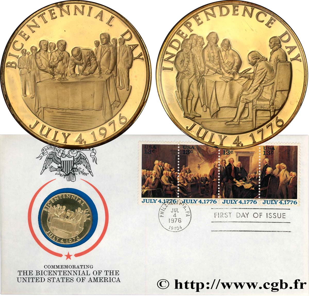 ÉTATS-UNIS D AMÉRIQUE Médaille, Bicentenaire, Independance day FDC