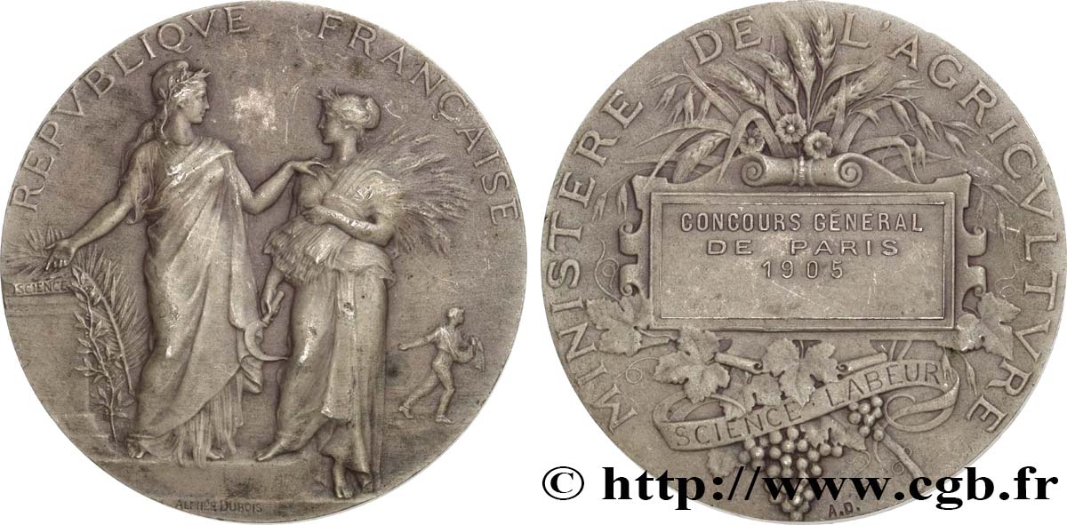 III REPUBLIC Médaille, Concours général de Paris AU