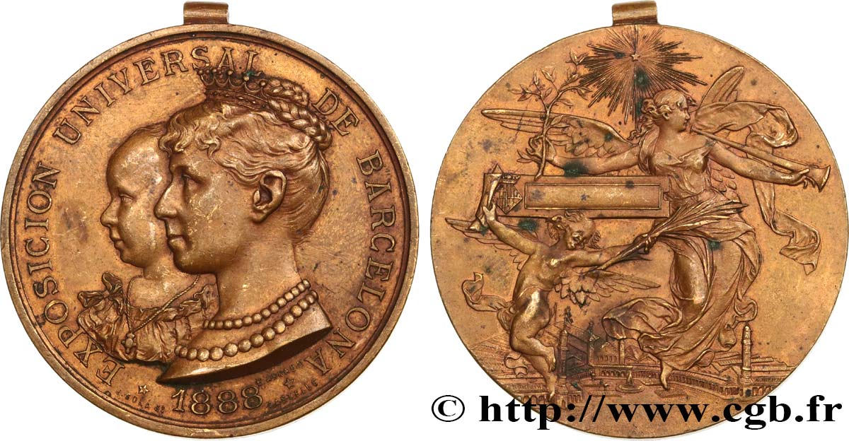 SPAIN - KINGDOM OF SPAIN - ALFONSO XIII Médaille de récompense, Exposition Universelle de Barcelone AU