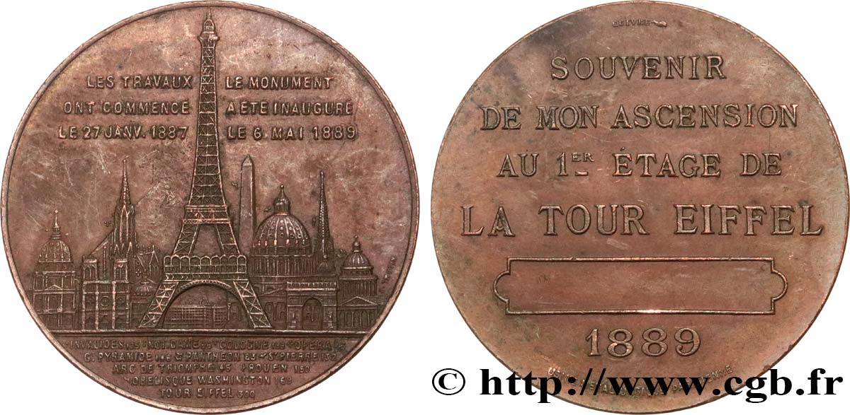 DRITTE FRANZOSISCHE REPUBLIK Médaille de l’ascension de la Tour Eiffel (1er étage) fVZ