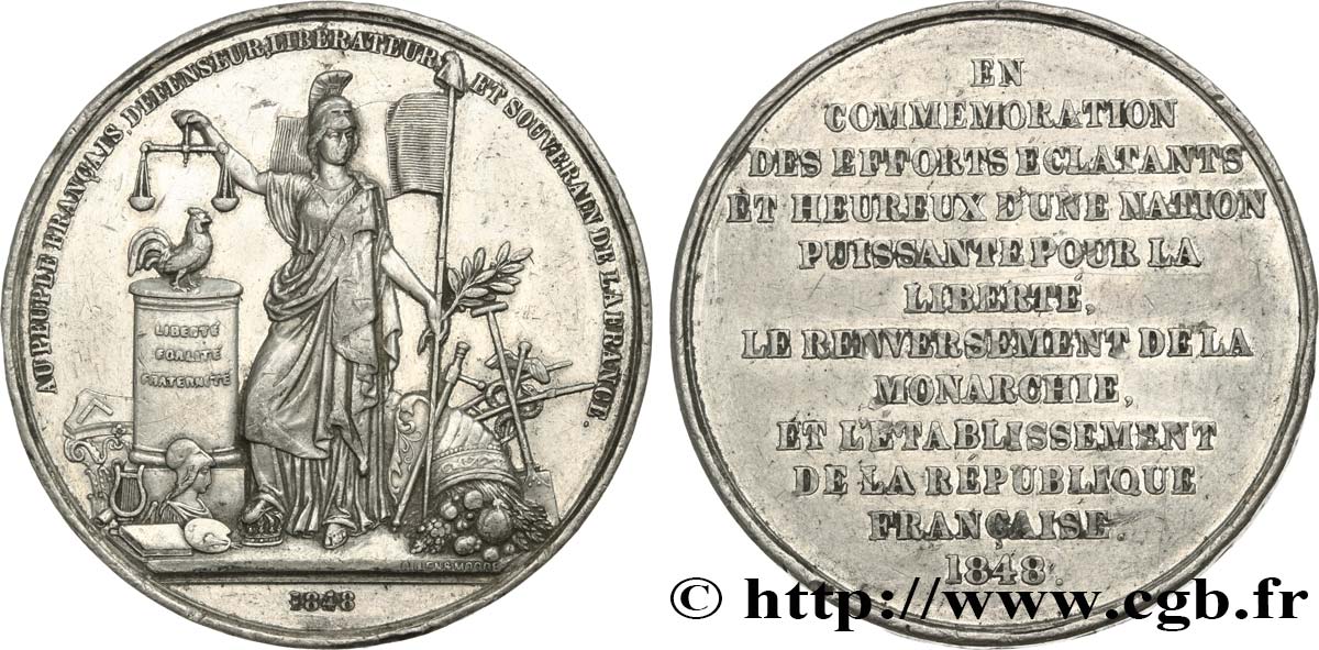DEUXIÈME RÉPUBLIQUE Médaille, Commémoration des efforts éclatants TTB