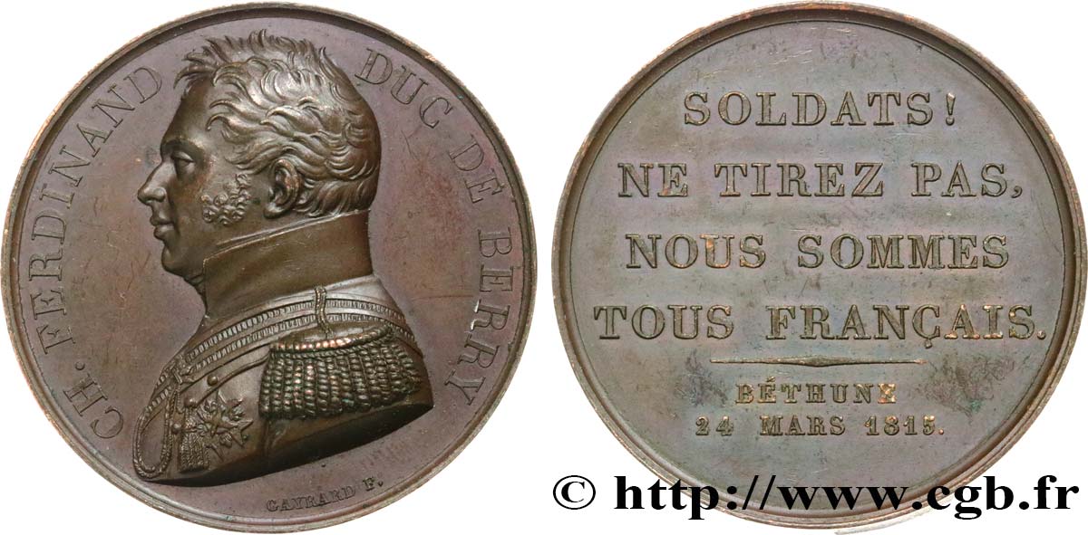 LOUIS XVIII Médaille, Paroles du duc de Berry AU