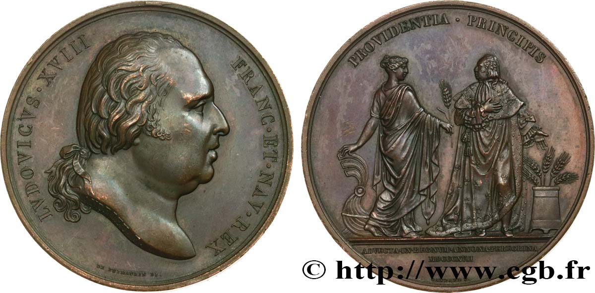 LOUIS XVIII Médaille, Aide contre la disette AU