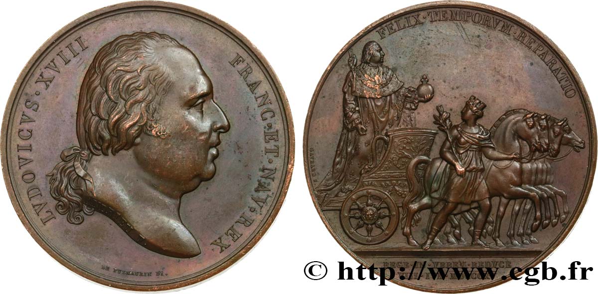 LUIGI XVIII Médaille, Seconde entrée de Louis XVIII à Paris q.SPL