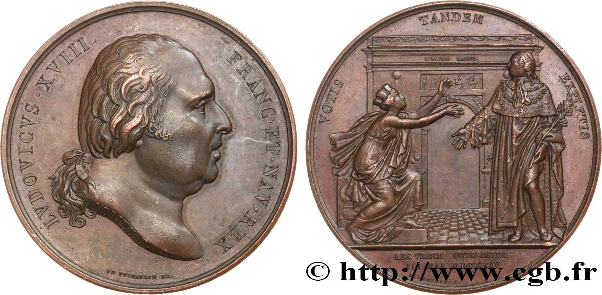 LUDWIG XVIII Médaille, Première entrée du roi Louis XVIII à Paris fVZ/VZ