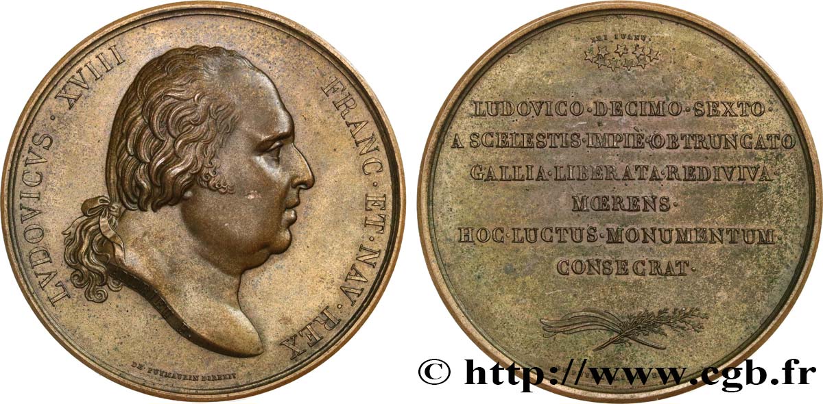 LUIS XVIII Médaille, Commémoration de la mort de Louis XVI EBC