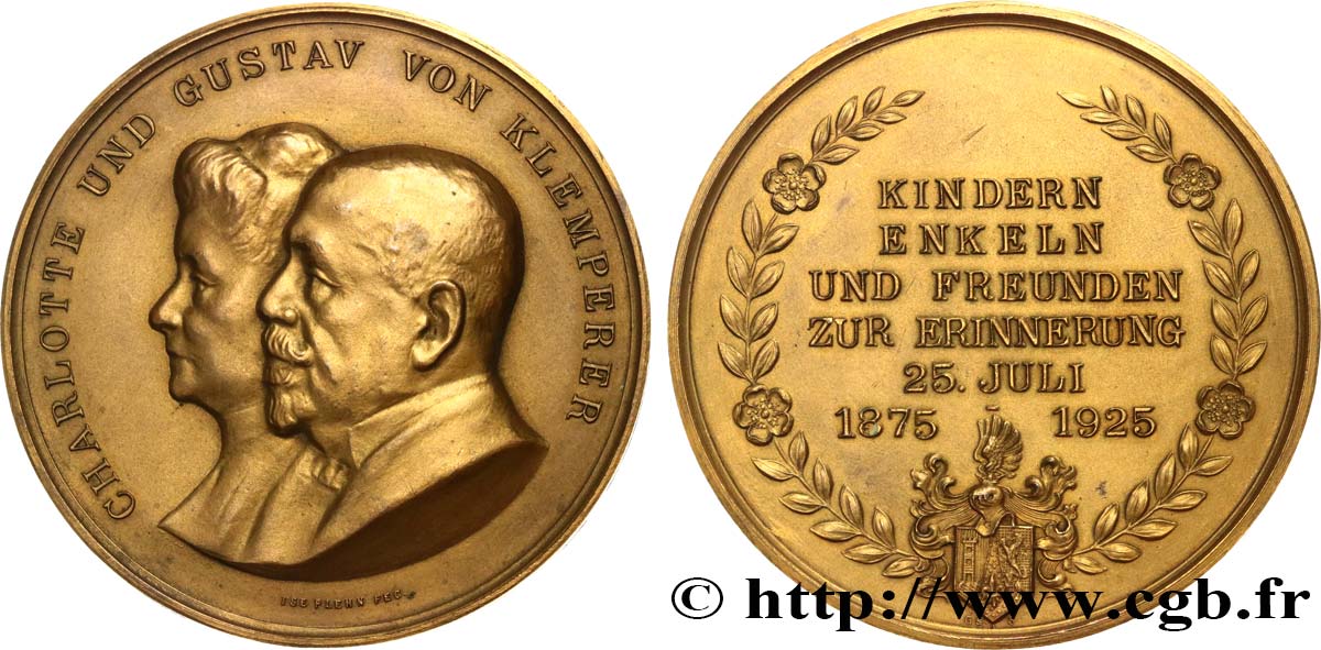 GERMANY Médaille, Noces d’or de Charlotte et Gustave von Klemperer AU