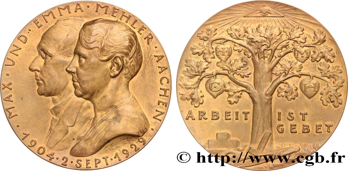 GERMANY Médaille, Noces d’argent de Max et Emma Melher AU