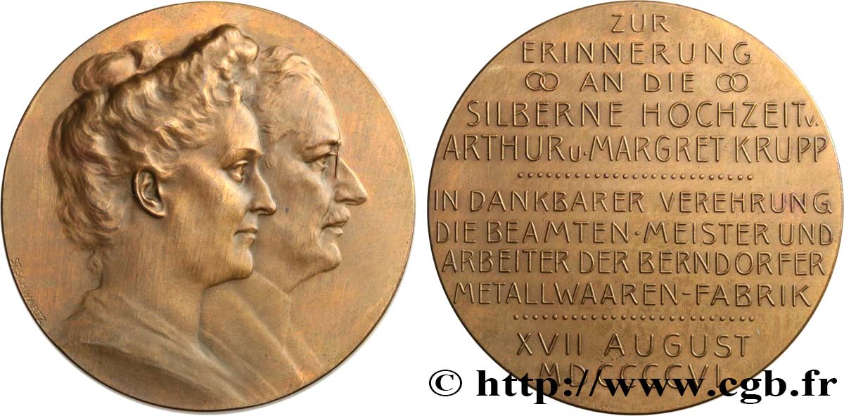 ALEMANIA Médaille, Noces d’argent d’Arthur et Margaret Krupp EBC
