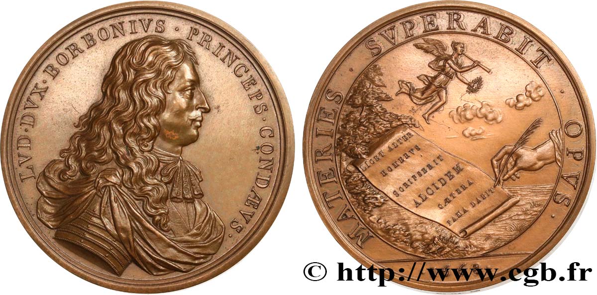 LOUIS XIV LE GRAND ou LE ROI SOLEIL Médaille, Louis II de Bourbon-Condé, le Grand Condé TTB+