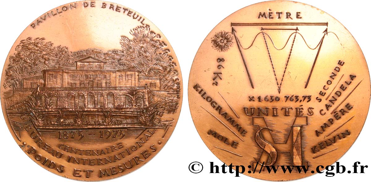 MONUMENTS ET HISTOIRE Médaille, centenaire du bureau international des poids et mesures TTB+