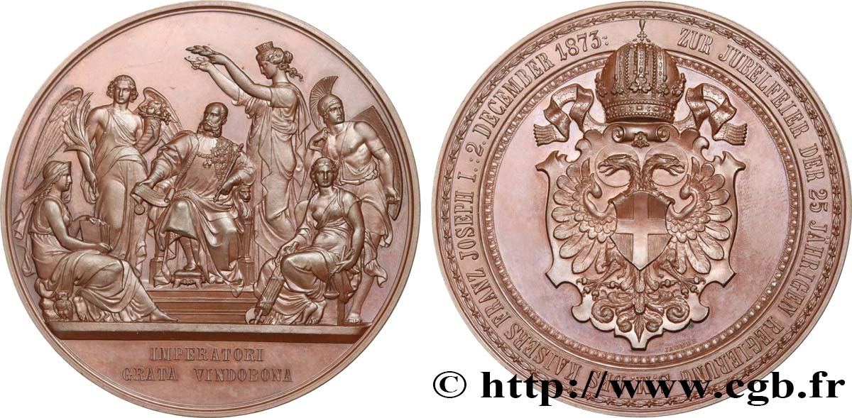 AUTRICHE - FRANÇOIS-JOSEPH Ier Médaille, 25e anniversaire de l’accession au trône de François-Joseph Ier VZ