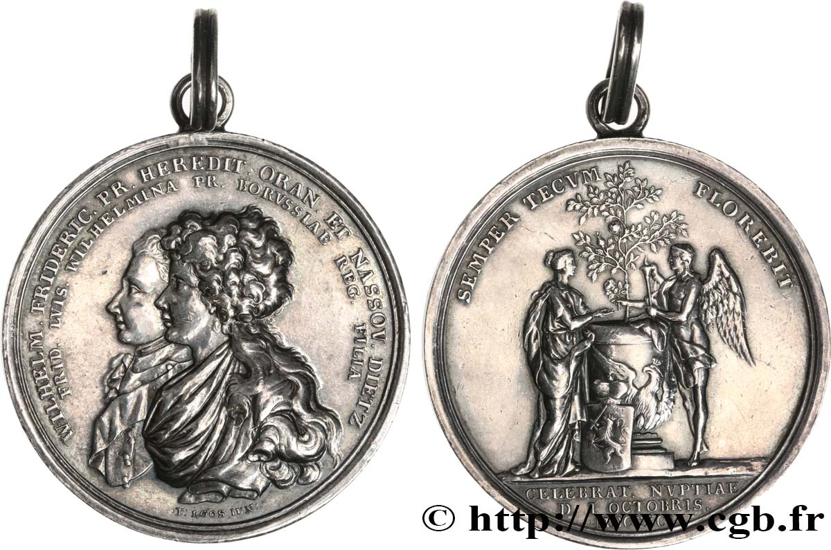 ROYAUME DES PAYS-BAS - GUILLAUME Ier Médaille, Mariage de Guillaume d’Orange-Nassau Prince d’Orange avec Wilhelmine de Prusse XF