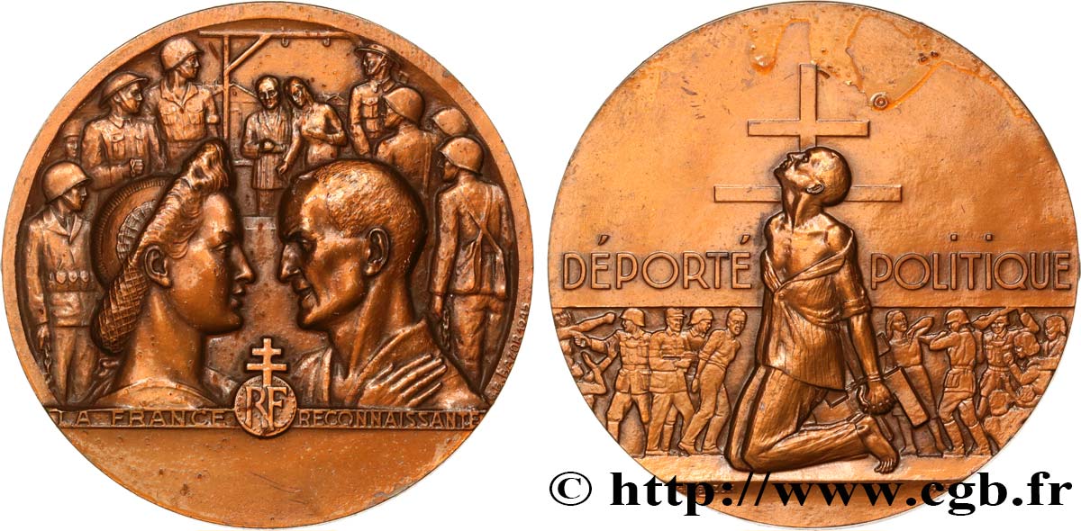FUNFTE FRANZOSISCHE REPUBLIK Médaille, la France reconnaissante, Déporté politique fVZ