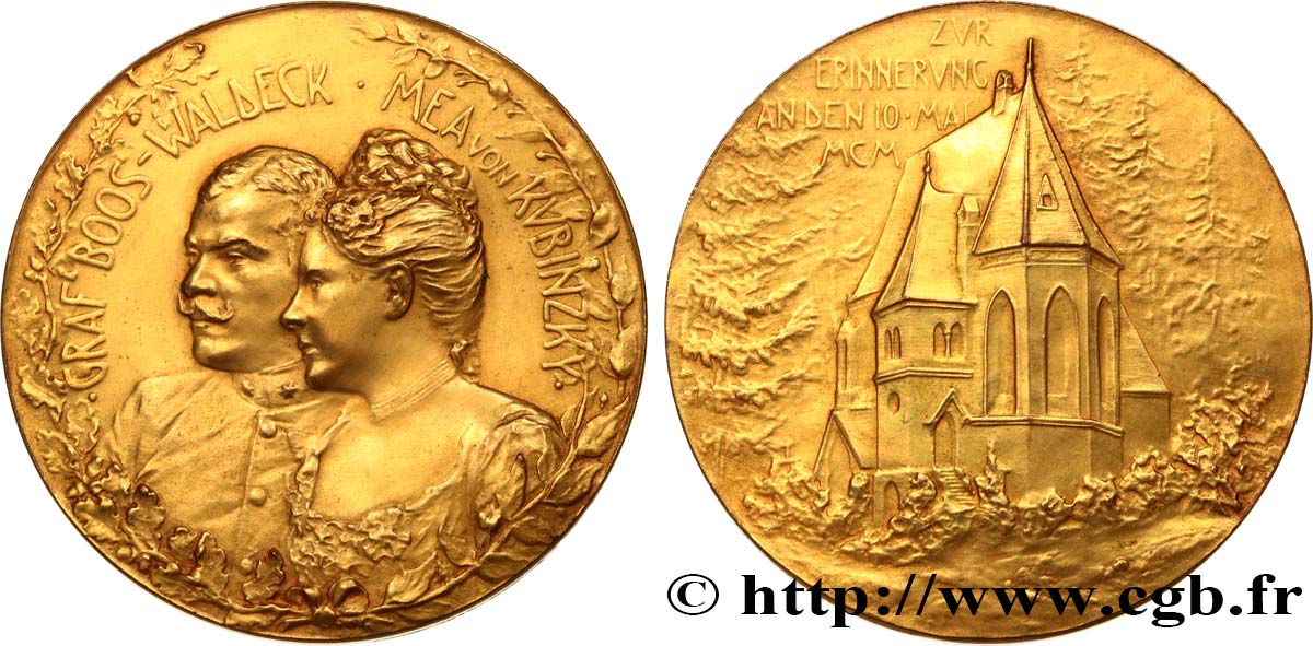 AUSTRIA Médaille, Mariage d’Alexandre, comte de Boos de Waldeck et Montfort avec Magdalena Maria Anna de Kubinsky MBC+