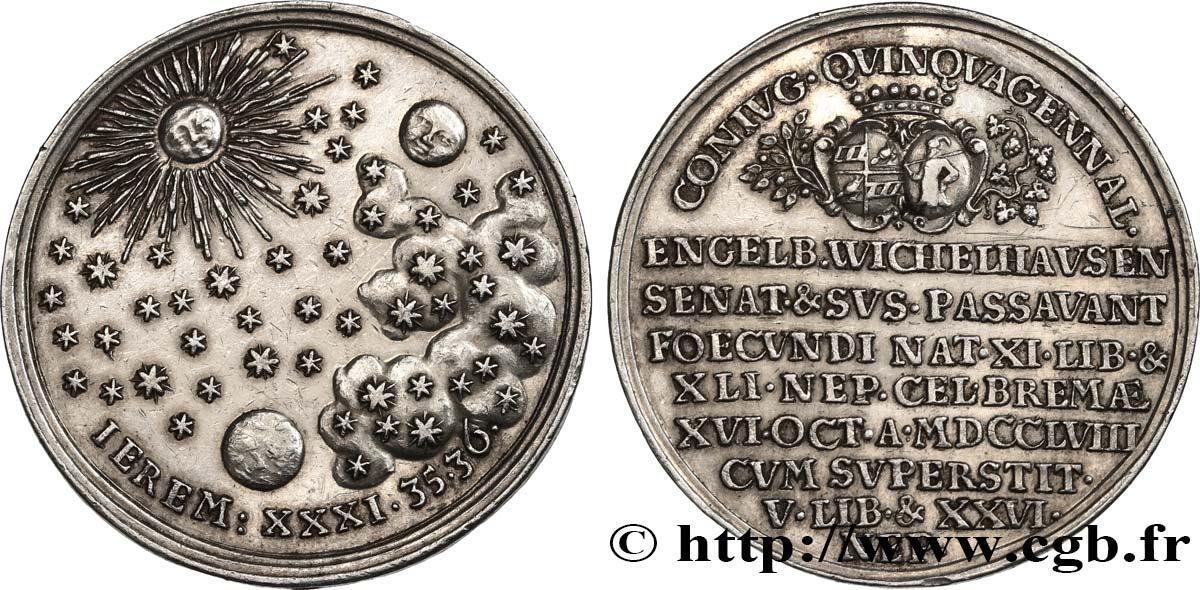 GERMANIA Médaille, Noces d’or d’Engelbert Wiichelhausen et de Suzanne née Passavant q.SPL