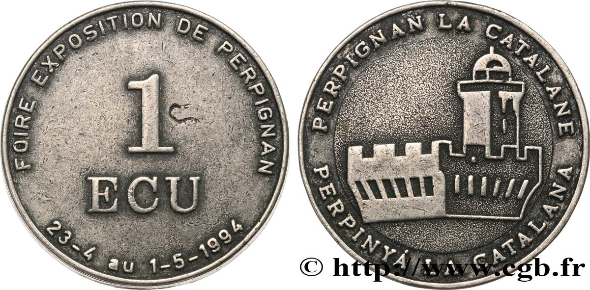 QUINTA REPUBLICA FRANCESA Médaille, 1 Écu, Foire Exposition de Perpignan MBC