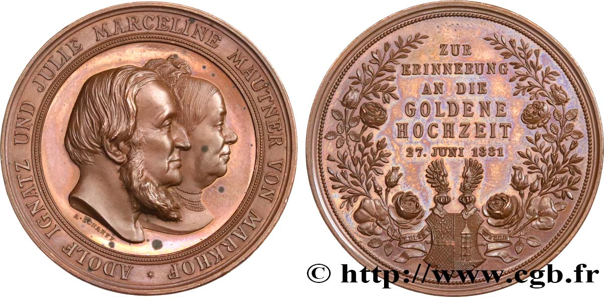 AUTRICHE Médaille, Noces d’or d’Adolphe et Julie Mautner von Markhof  SUP