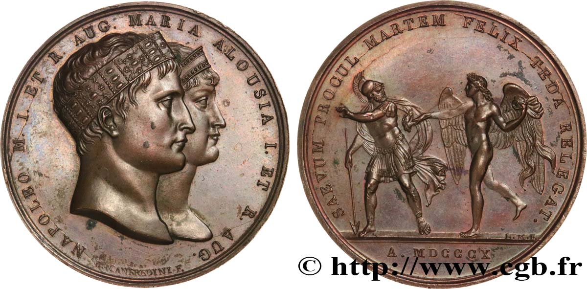 PRIMER IMPERIO Médaille, Mariage de Napoléon Ier et Marie-Louise d’Autriche EBC