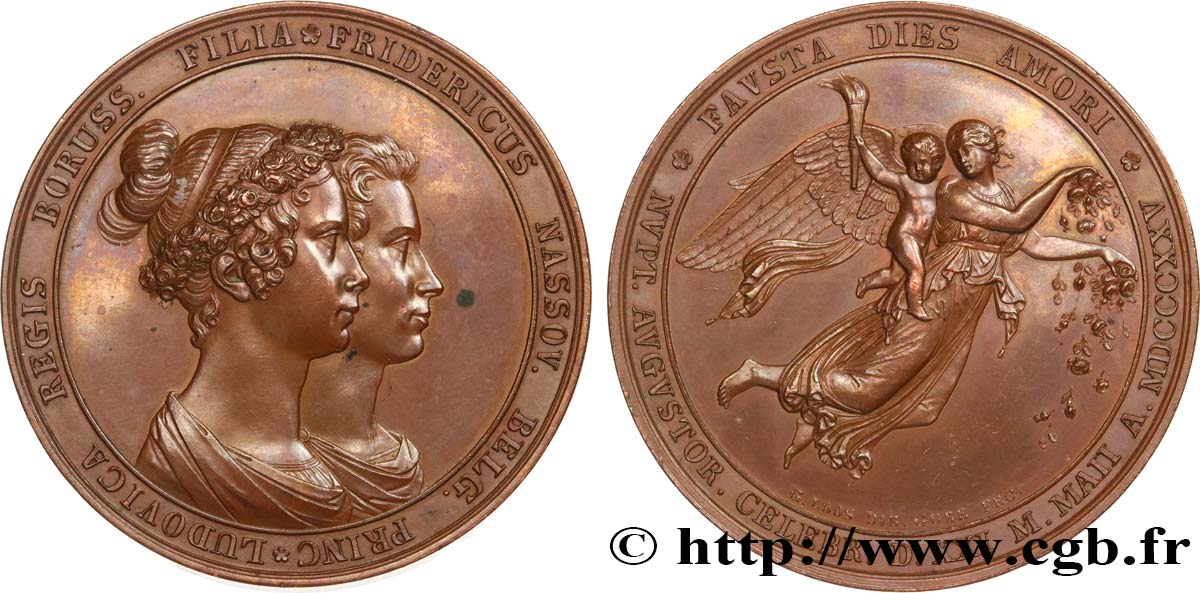 ALEMANIA Médaille, Mariage de Louise de Prusse et Frédéric d Orange-Nassau, prince des Pays-Bas EBC