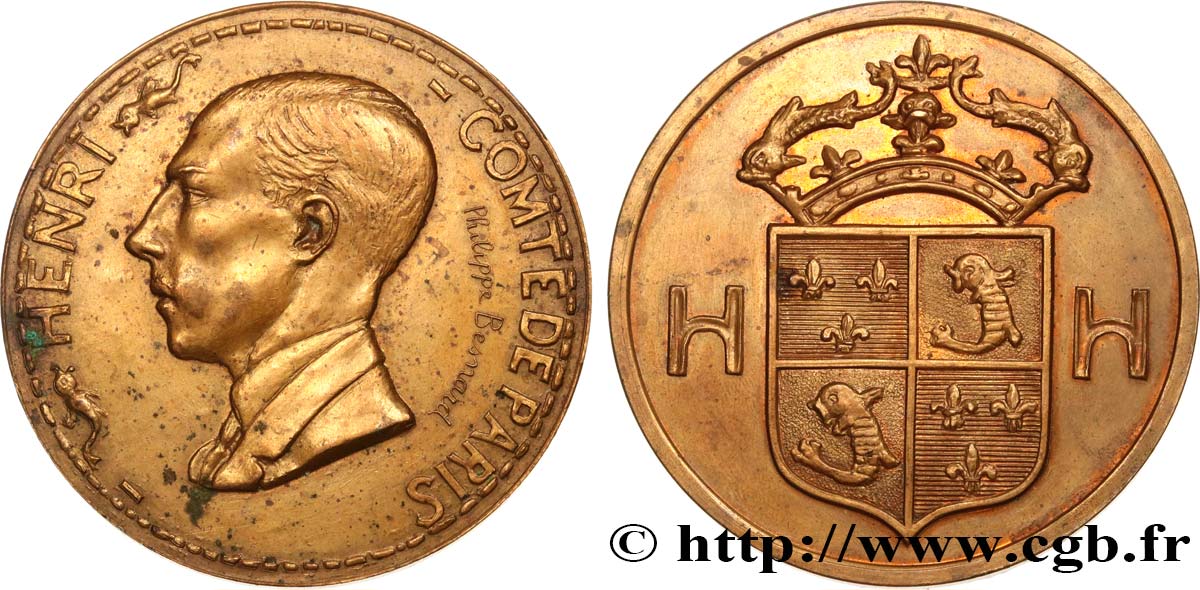 TROISIÈME RÉPUBLIQUE Médaille, Henri Comte de Paris TTB/SUP