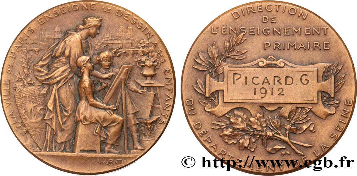 TERCERA REPUBLICA FRANCESA Médaille de récompense, Enseignement du dessin MBC+