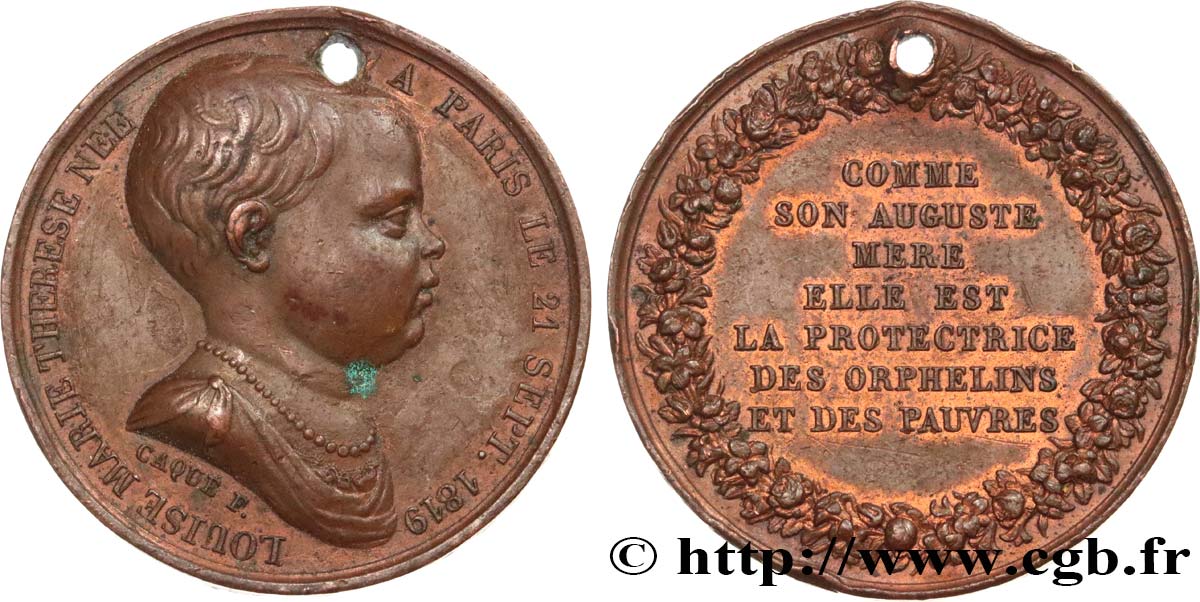 LOUIS XVIII Médaille, naissance de Louise Marie Thérèse d Artois TTB