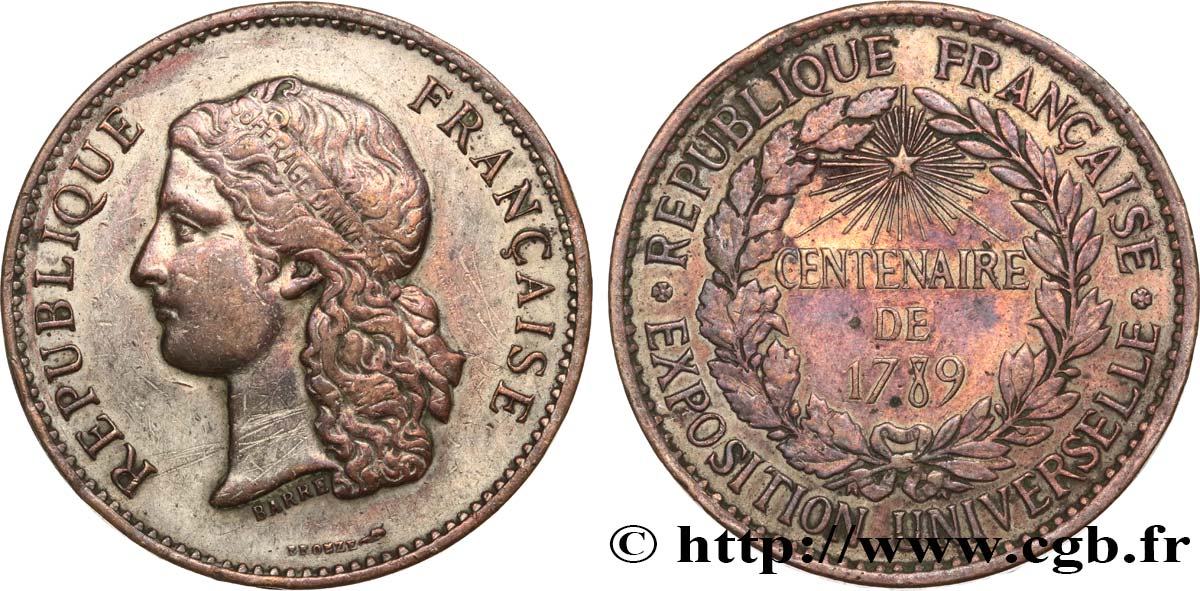 TERCERA REPUBLICA FRANCESA Médaille, Centenaire de 1789 BC