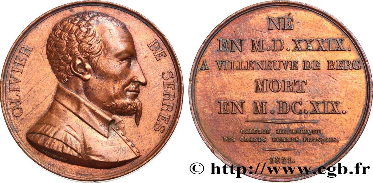 METALLIC GALLERY OF THE GREAT MEN FRENCH Médaille, Olivier de Serres XF