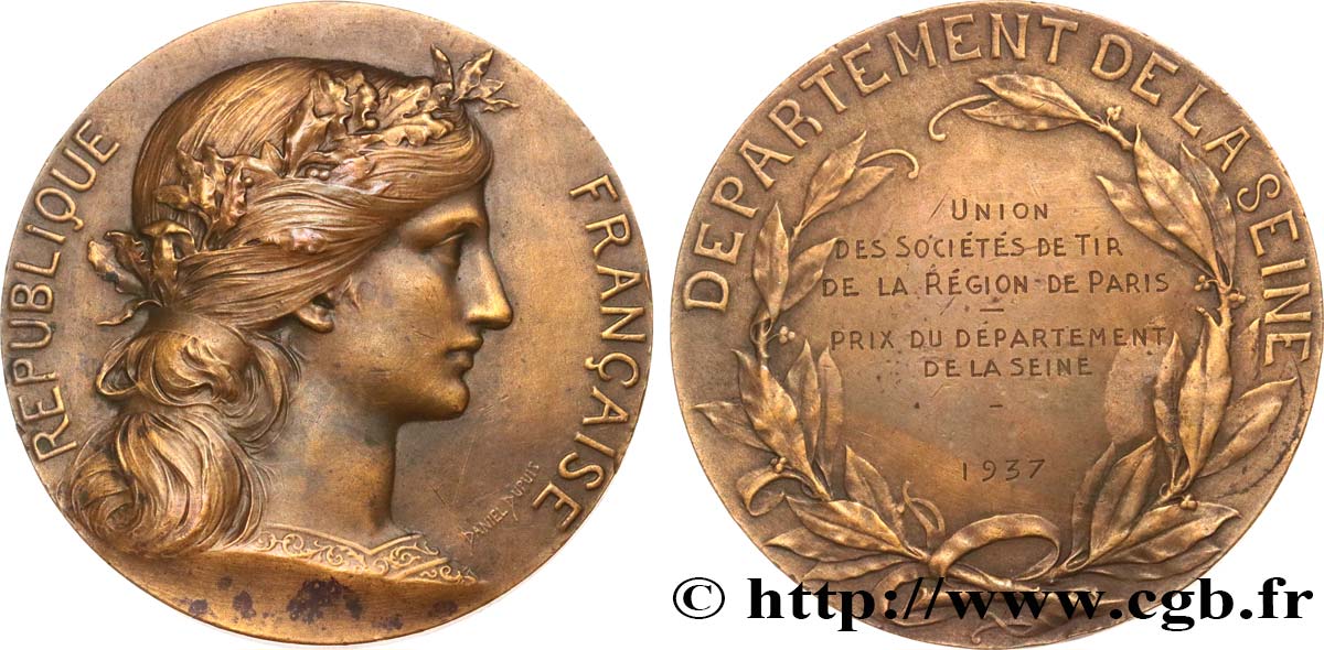 TIR ET ARQUEBUSE Médaille, Prix du département de la Seine XF