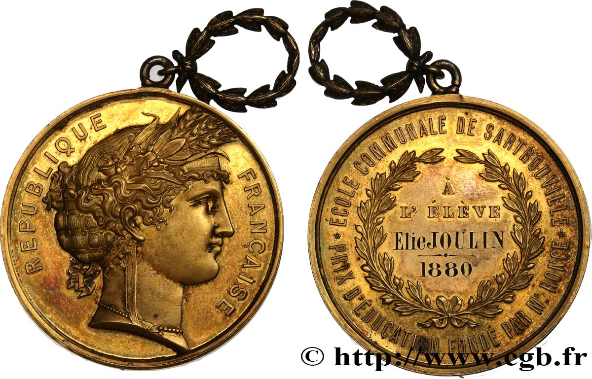 III REPUBLIC Médaille, Prix d’éducation AU