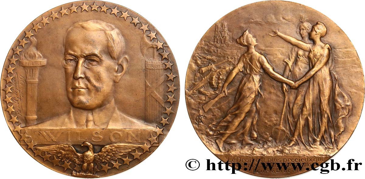 TERCERA REPUBLICA FRANCESA Médaille, Président Wilson EBC