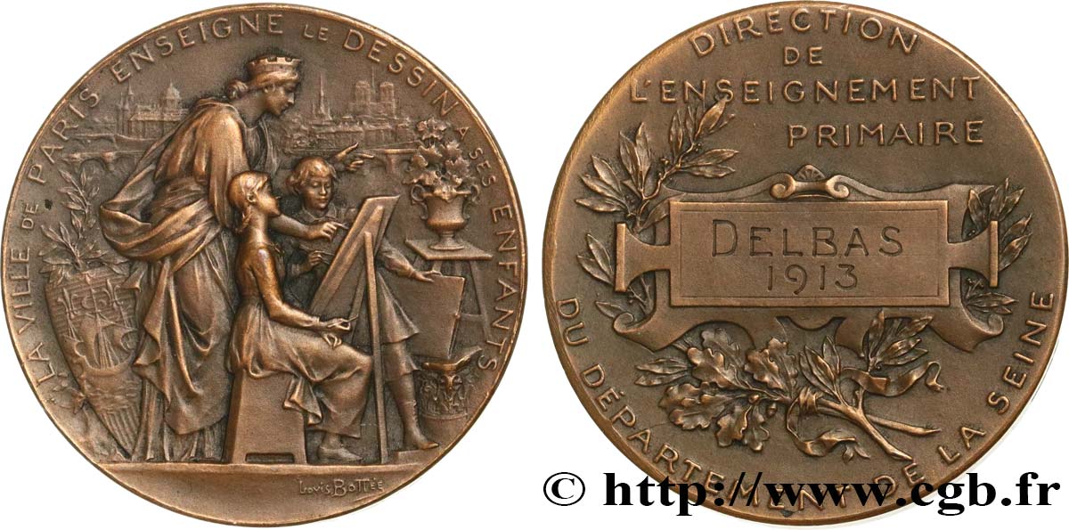 TERCERA REPUBLICA FRANCESA Médaille de récompense, Enseignement du dessin MBC+