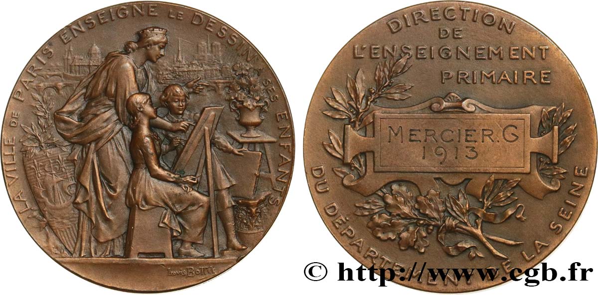 TERCERA REPUBLICA FRANCESA Médaille de récompense, Enseignement du dessin EBC